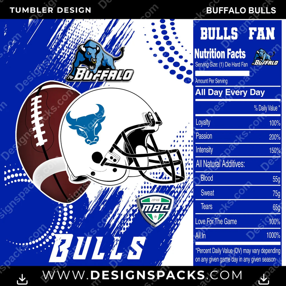 College Sport Team Fan CFB Buffalo Bulls NCAA College Sport Tumbler Digital Wrap Design Download