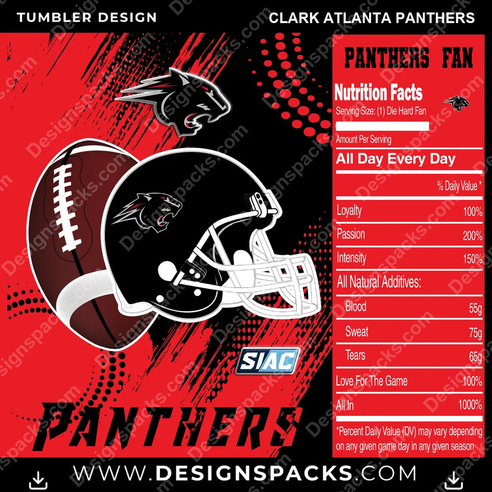 College Sport Team Fan CFB Clark Atlanta Panthers NCAA College Sport Tumbler Digital Wrap Design Download
