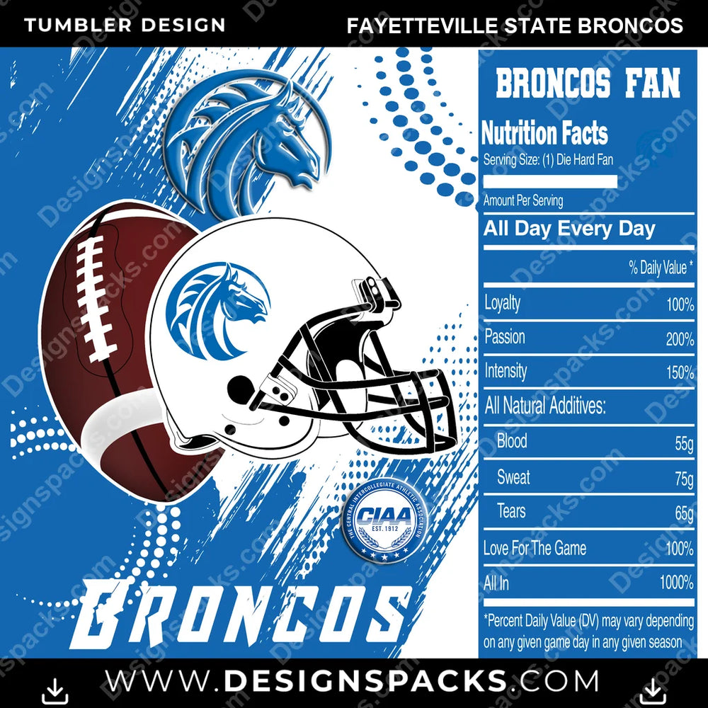 College Sport Team Fan CFB Fayetteville State Broncos NCAA College Sport Tumbler Digital Wrap Design Download