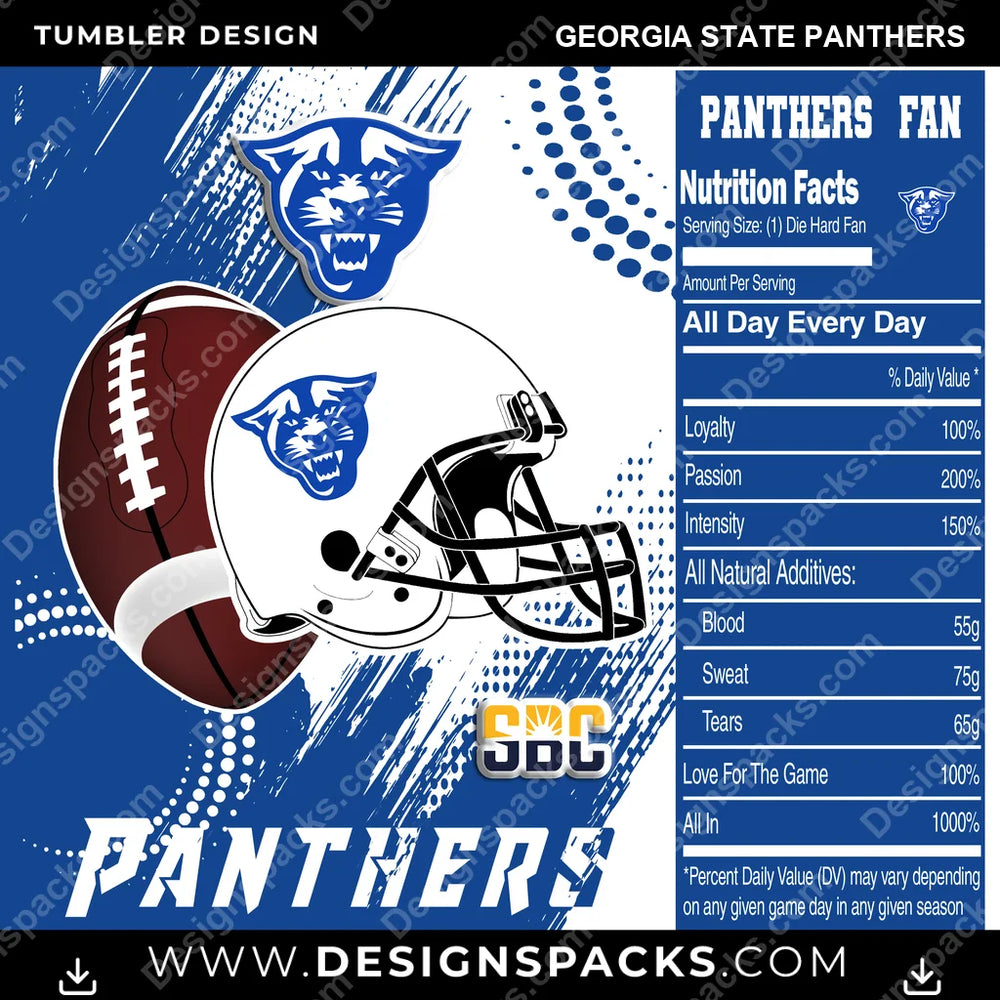 College Sport Team Fan CFB Georgia State Panthers NCAA College Sport Tumbler Digital Wrap Design Download