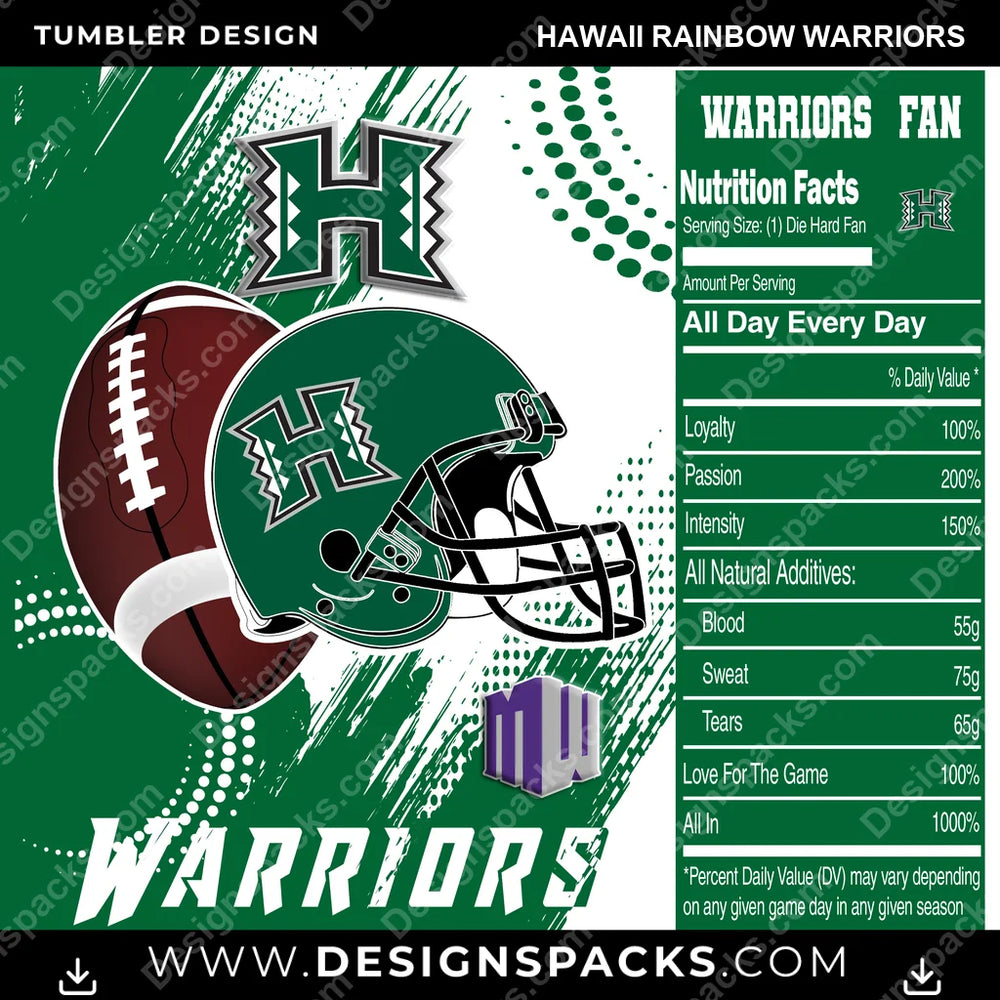 College Sport Team Fan CFB Hawaii Rainbow Warriors NCAA College Sport Tumbler Digital Wrap Design Download