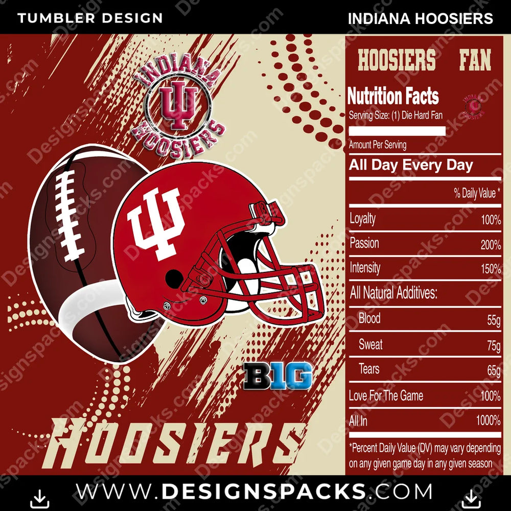 College Sport Team Fan CFB Indiana Hoosiers NCAA College Sport Tumbler Digital Wrap Design Download