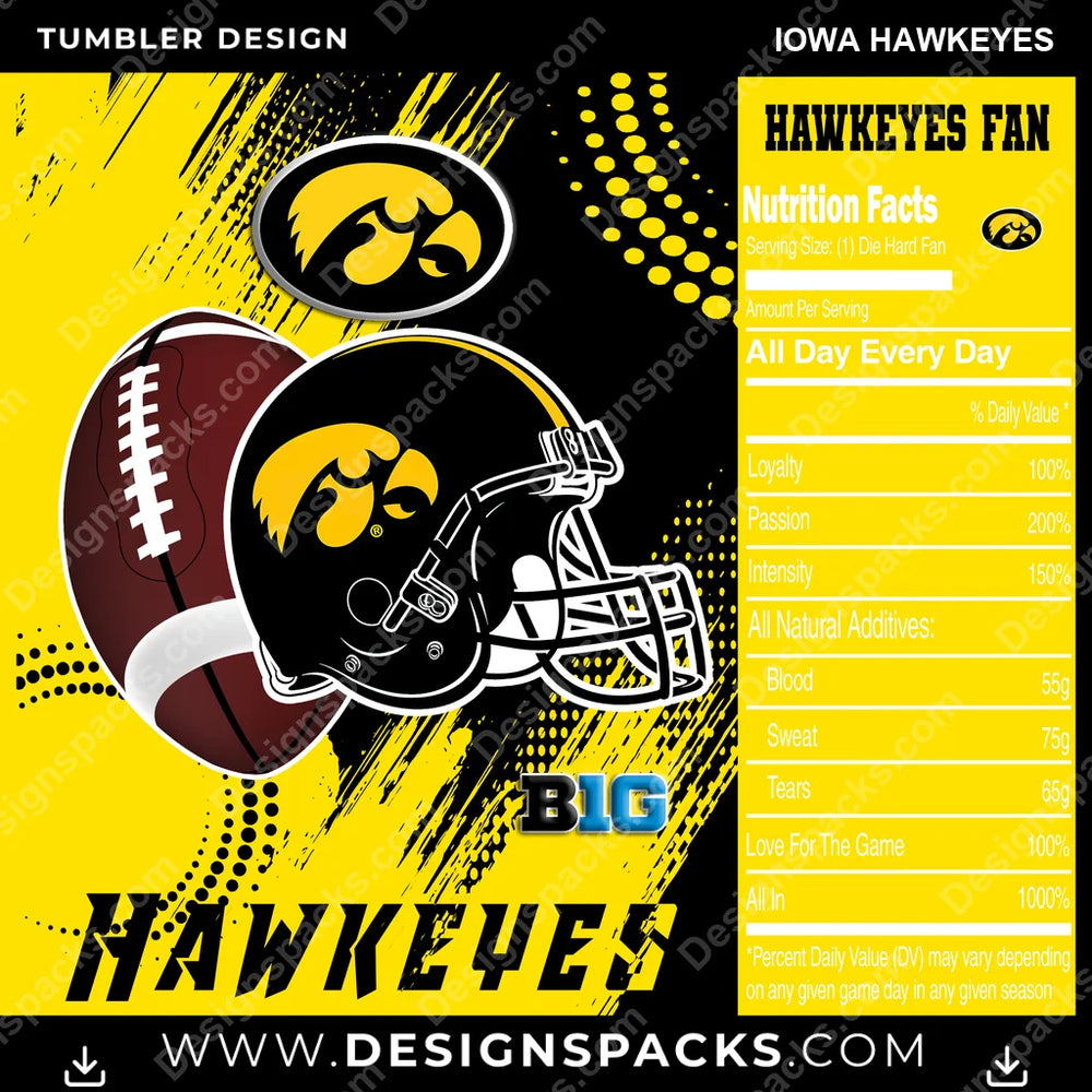College Sport Team Fan CFB Iowa Hawkeyes NCAA College Sport Tumbler Digital Wrap Design Download