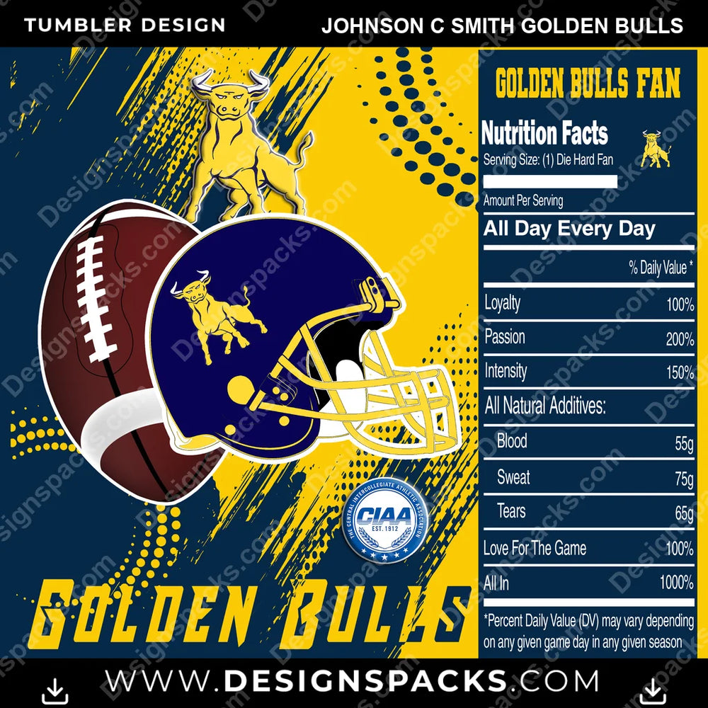 College Sport Team Fan CFB Johnson C Smith Golden Bulls NCAA College Sport Tumbler Digital Wrap Design Download