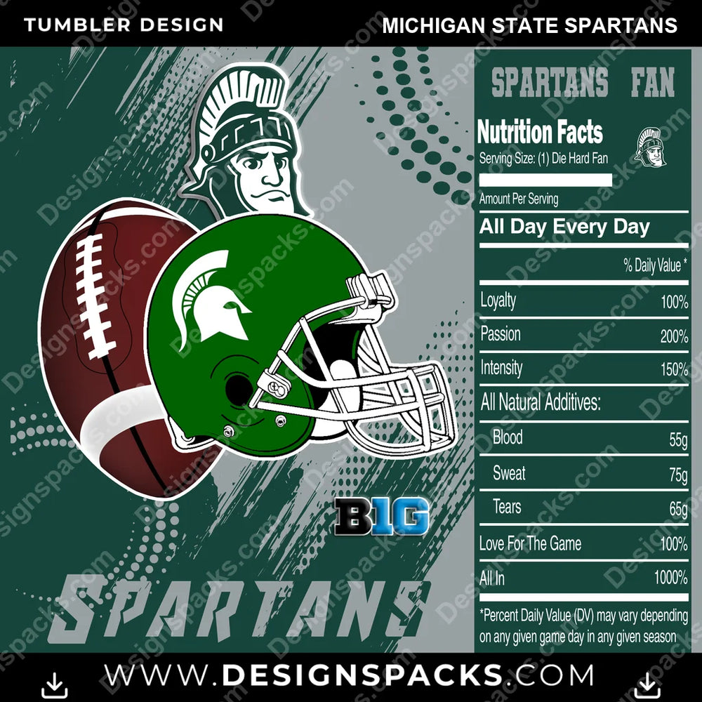 College Sport Team Fan CFB Michigan State Spartans NCAA College Sport Tumbler Digital Wrap Design Download