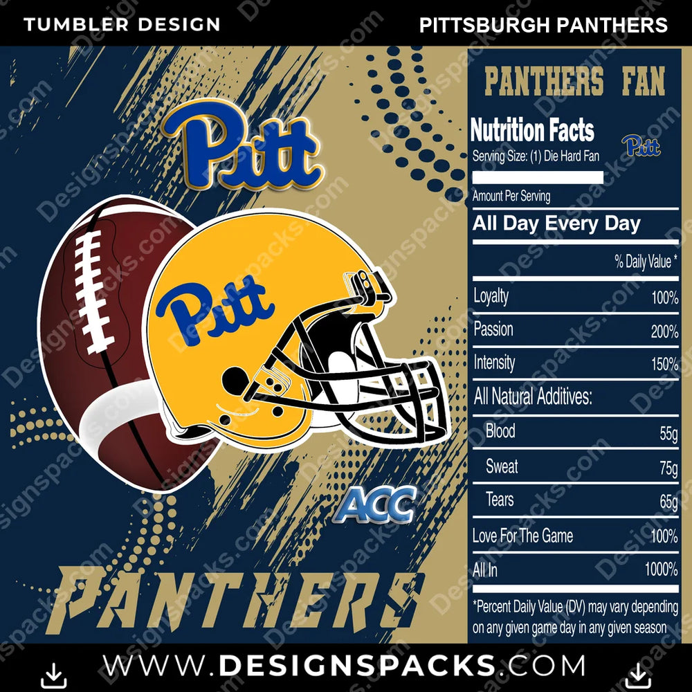 College Sport Team Fan CFB Pittsburgh Panthers NCAA College Sport Tumbler Digital Wrap Design Download