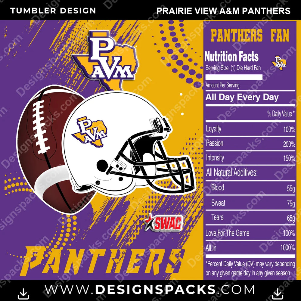 College Sport Team Fan CFB Prairie View A&M Panthers NCAA College Sport Tumbler Digital Wrap Design Download