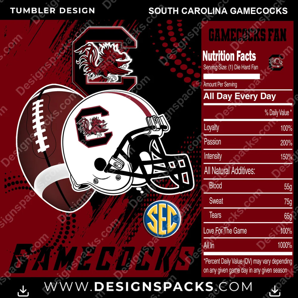 College Sport Team Fan CFB South Carolina Gamecocks NCAA College Sport Tumbler Digital Wrap Design Download