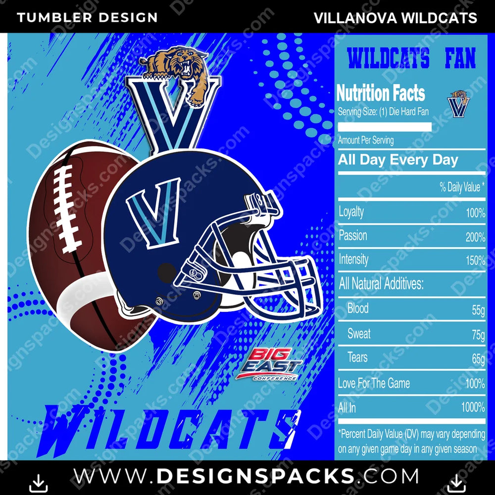 College Sport Team Fan CFB Villanova Wildcats NCAA College Sport Tumbler Digital Wrap Design Download