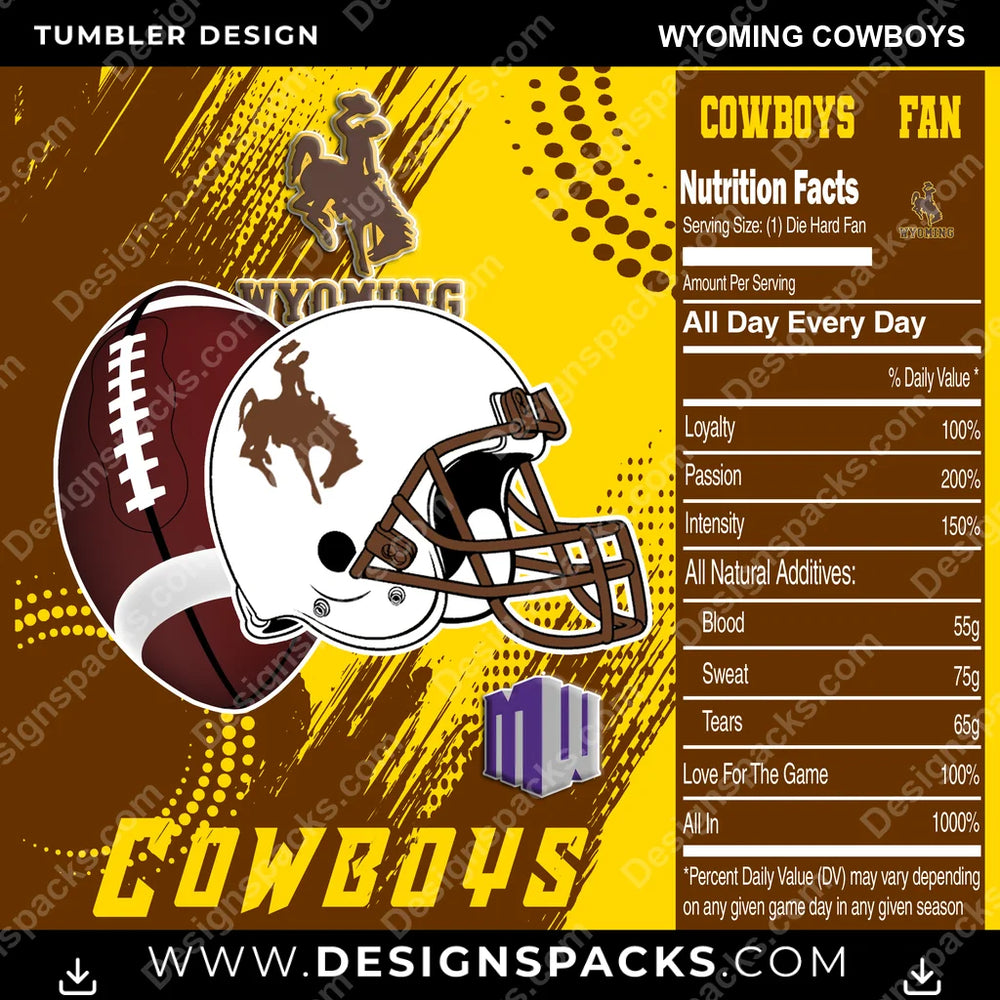 College Sport Team Fan CFB Wyoming Cowboys NCAA College Sport Tumbler Digital Wrap Design Download