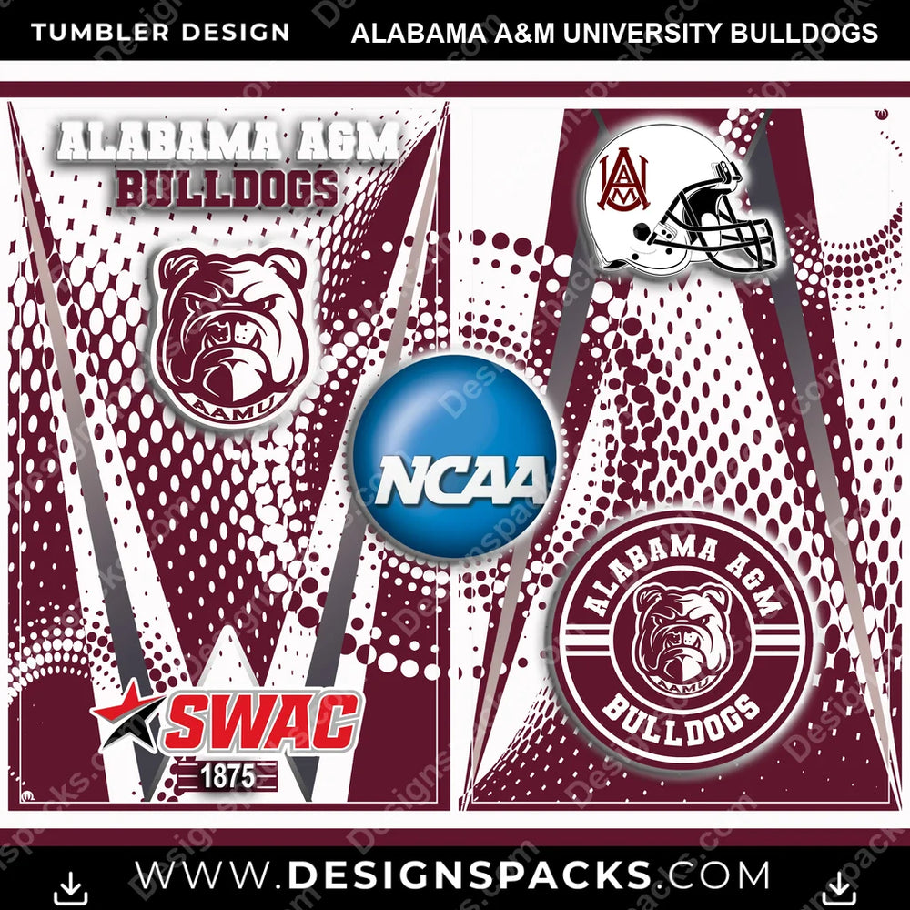 College Sport Team Logo Alabama A&M University Bulldogs NCAA College Sport Tumbler Digital Wrap Design Download
