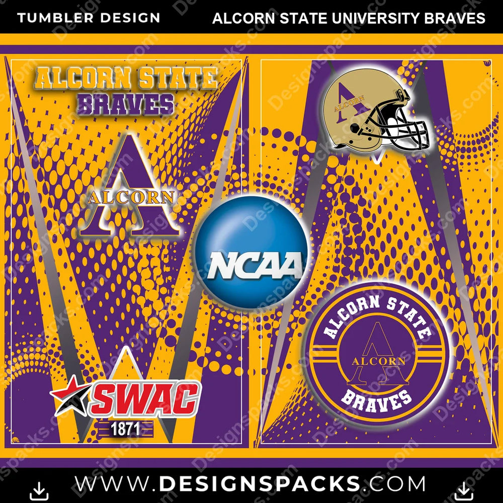 College Sport Team Logo Alcorn State University Braves NCAA College Sport Tumbler Digital Wrap Design Download