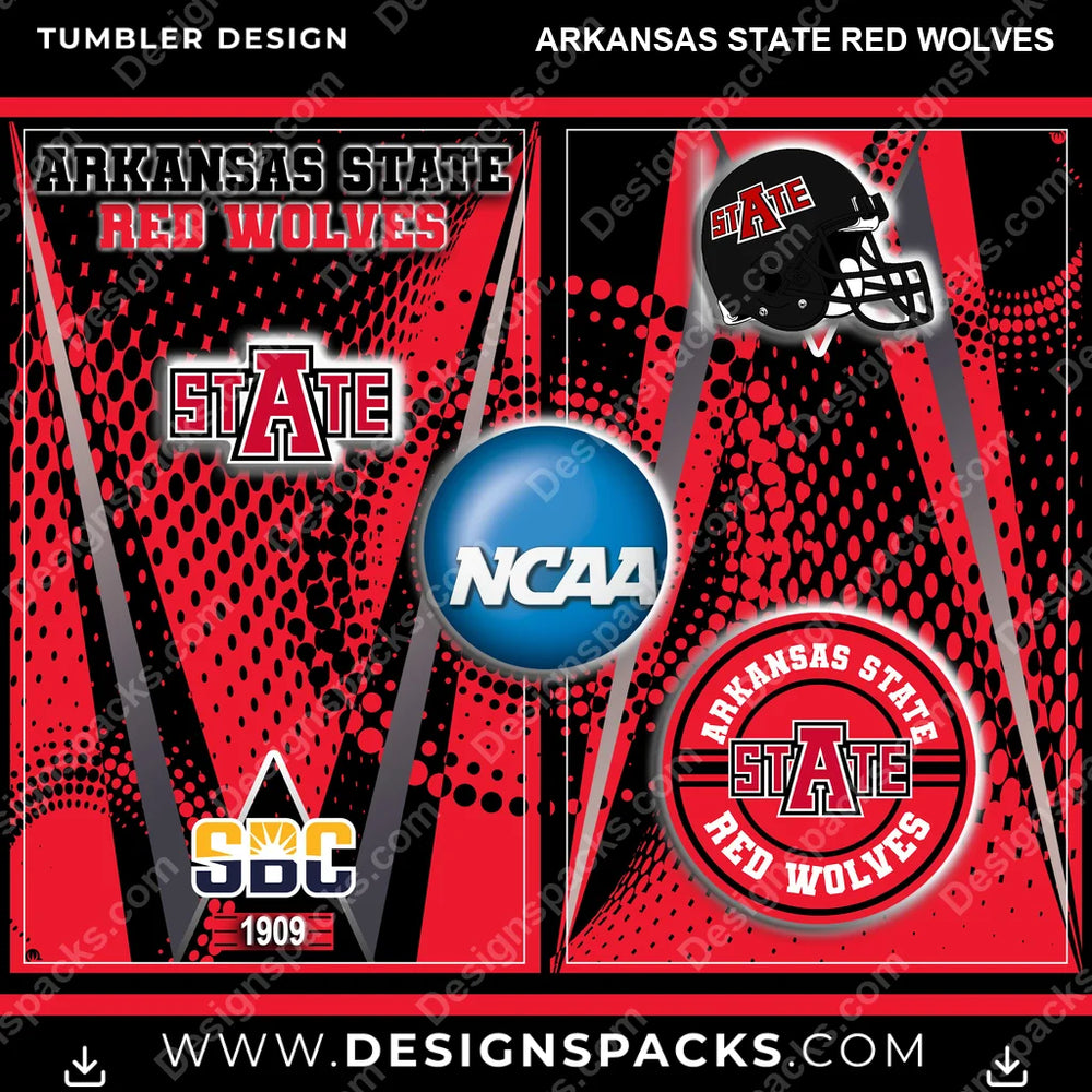 College Sport Team Logo Arkansas State Red Wolves NCAA College Sport Tumbler Digital Wrap Design Download