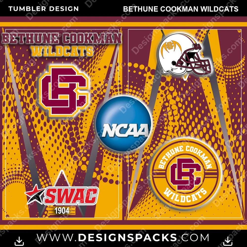 College Sport Team Logo Bethune Cookman Wildcats NCAA College Sport Tumbler Digital Wrap Design Download