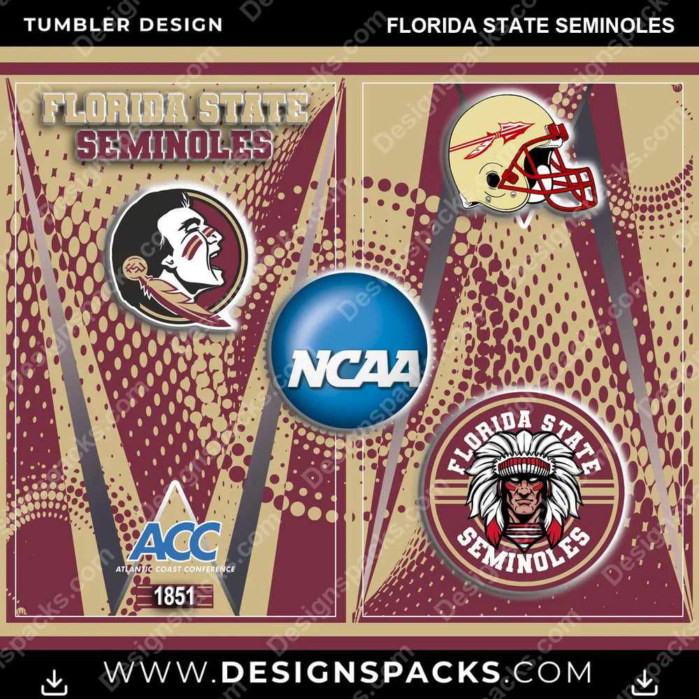 College Sport Team Logo Florida State Seminoles NCAA College Sport Tumbler Digital Wrap Design Download
