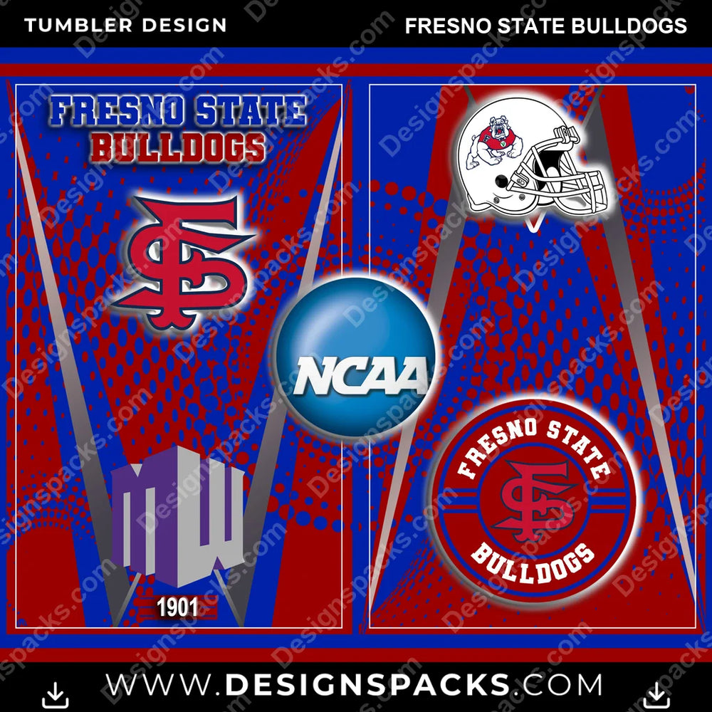 College Sport Team Logo Fresno State Bulldogs NCAA College Sport Tumbler Digital Wrap Design Download