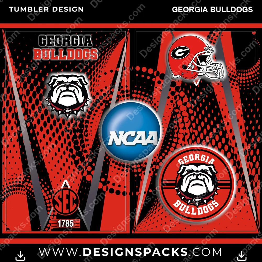 College Sport Team Logo Georgia Bulldogs NCAA College Sport Tumbler Digital Wrap Design Download