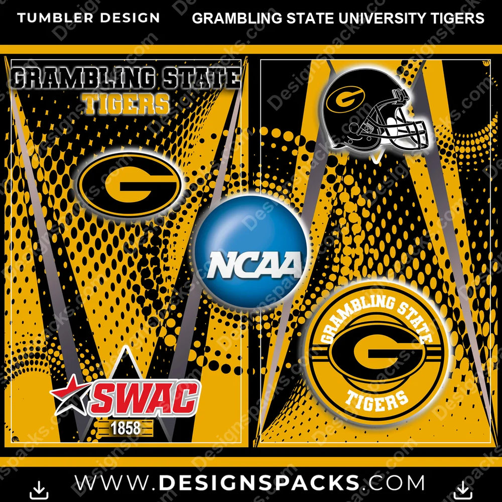 College Sport Team Logo Grambling State University Tigers NCAA College Sport Tumbler Digital Wrap Design Download