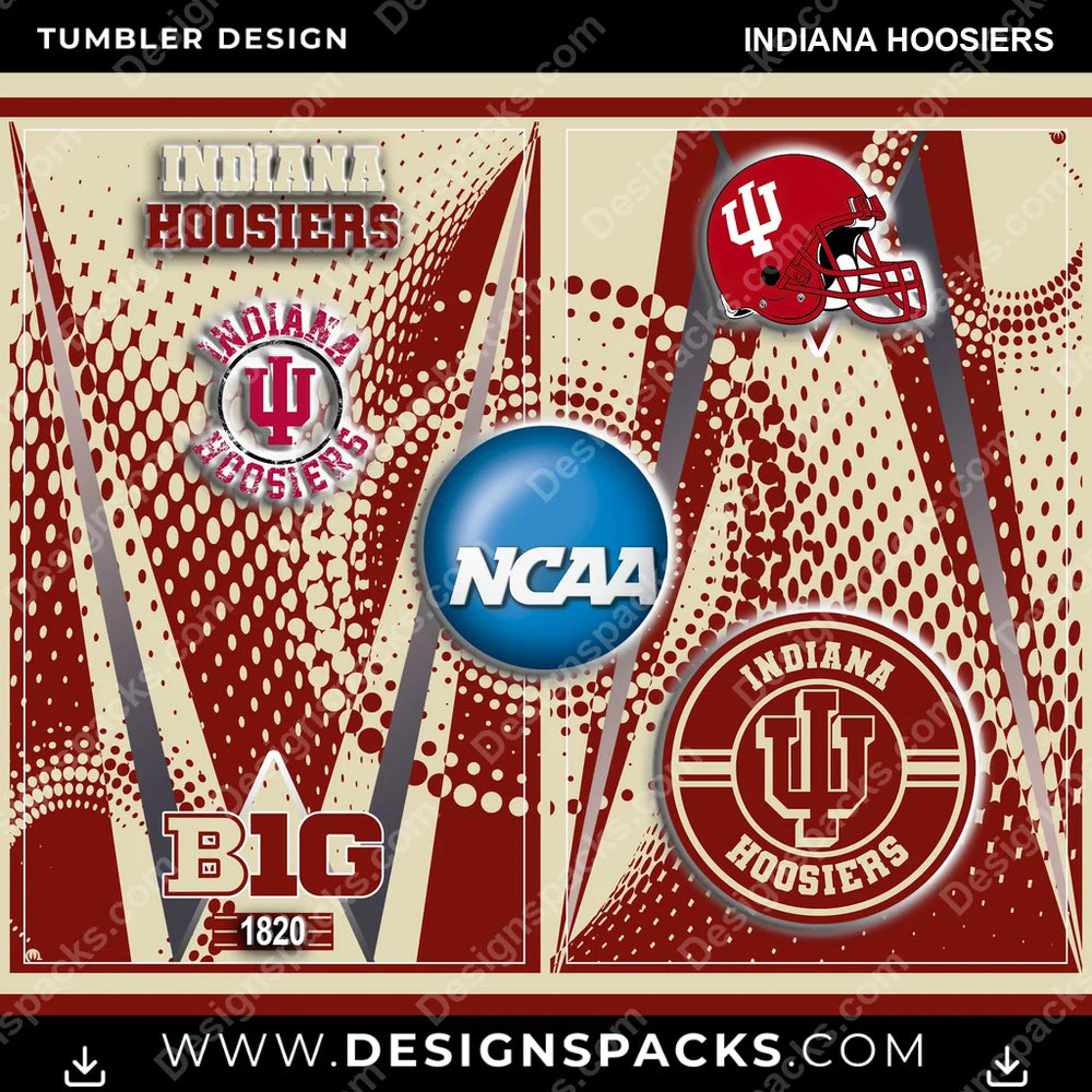 College Sport Team Logo Indiana Hoosiers NCAA College Sport Tumbler Digital Wrap Design Download
