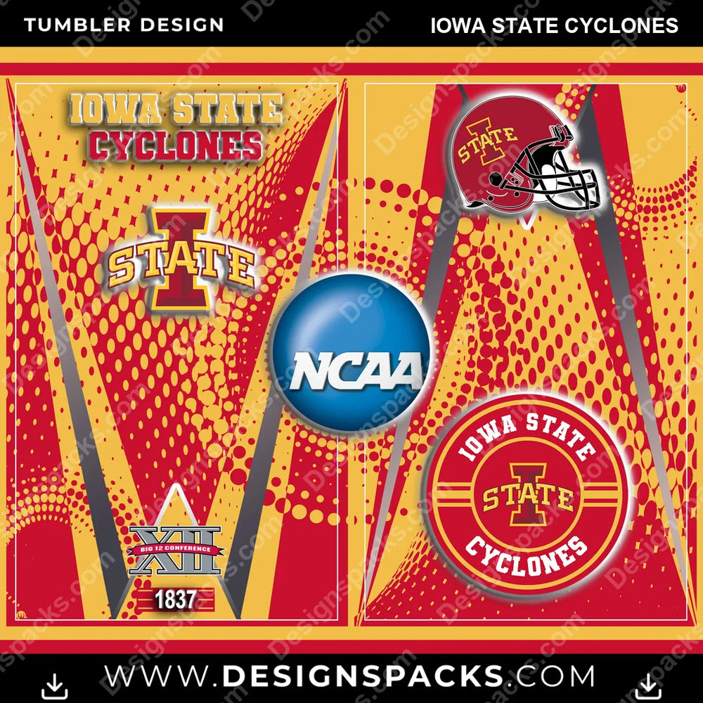 College Sport Team Logo Iowa State Cyclones NCAA College Sport Tumbler Digital Wrap Design Download