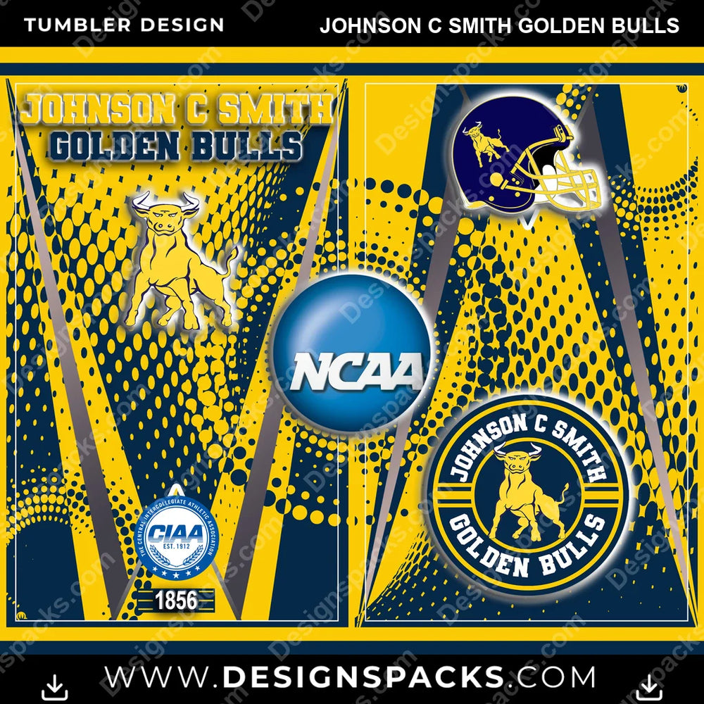College Sport Team Logo Johnson C Smith Golden Bulls NCAA College Sport Tumbler Digital Wrap Design Download