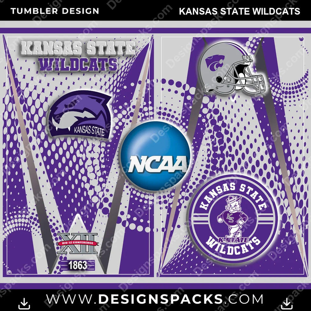 College Sport Team Logo Kansas State Wildcats NCAA College Sport Tumbler Digital Wrap Design Download