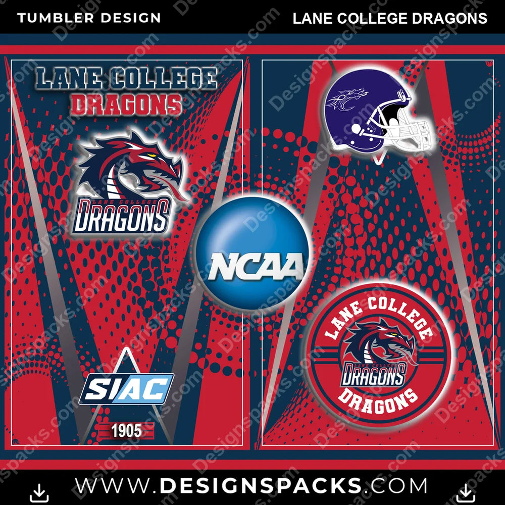 College Sport Team Logo Lane College Dragons NCAA College Sport Tumbler Digital Wrap Design Download