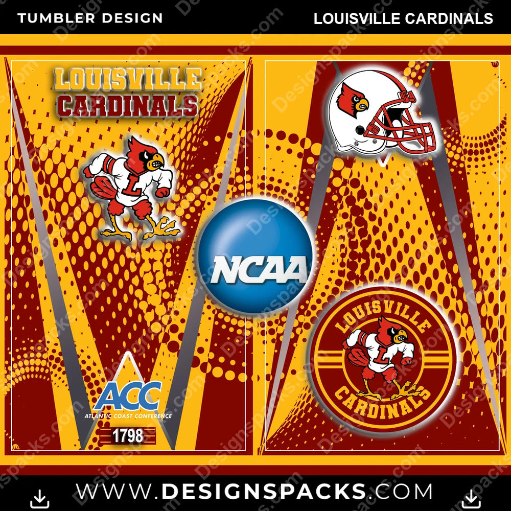 College Sport Team Logo Louisville Cardinals NCAA College Sport Tumbler Digital Wrap Design Download