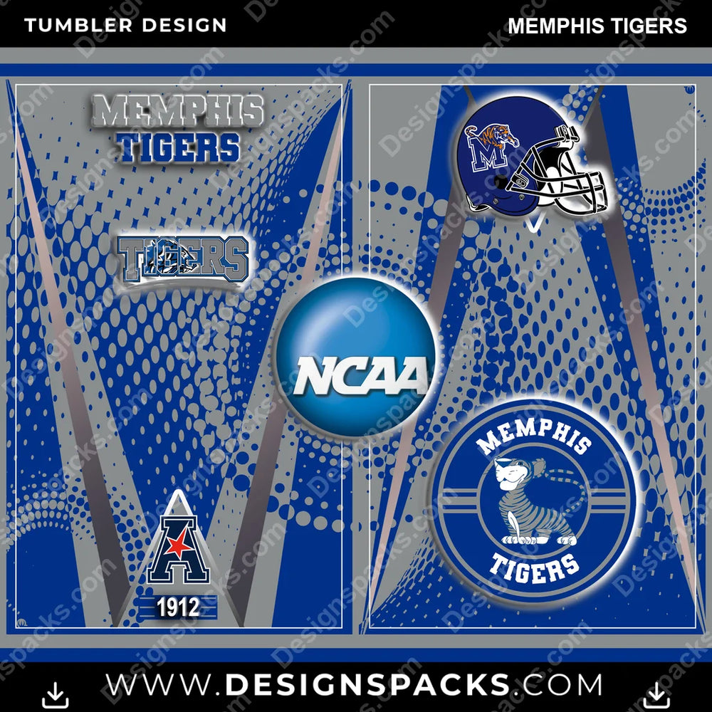 College Sport Team Logo Memphis Tigers NCAA College Sport Tumbler Digital Wrap Design Download