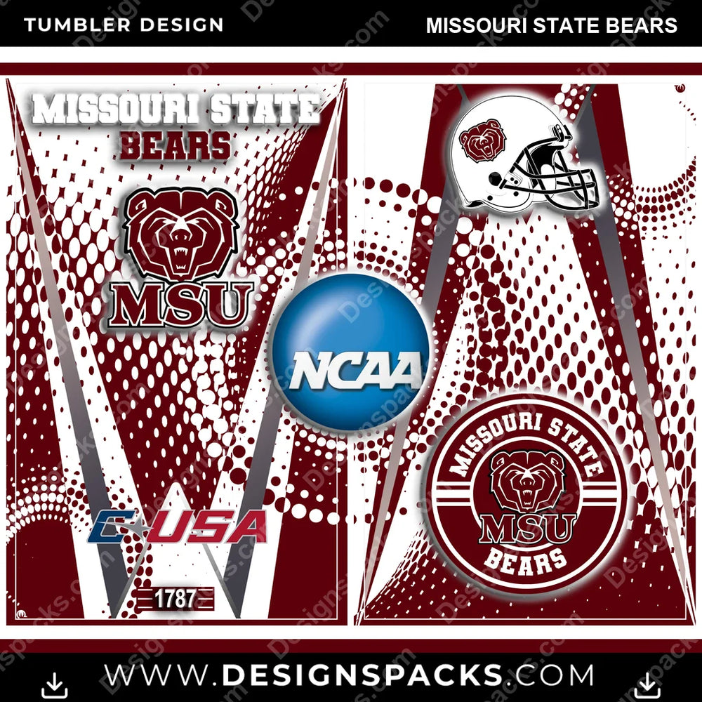College Sport Team Logo Missouri State Bears NCAA College Sport Tumbler Digital Wrap Design Download