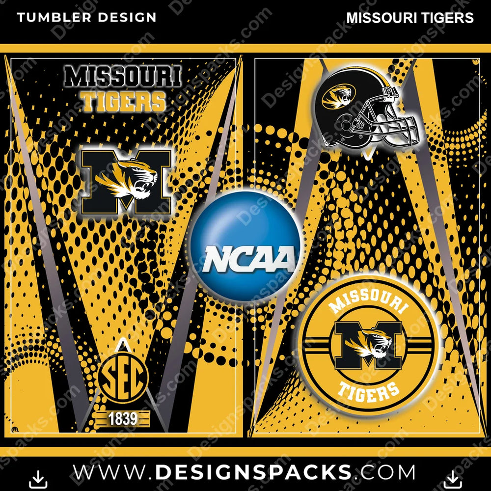 College Sport Team Logo Missouri Tigers NCAA College Sport Tumbler Digital Wrap Design Download