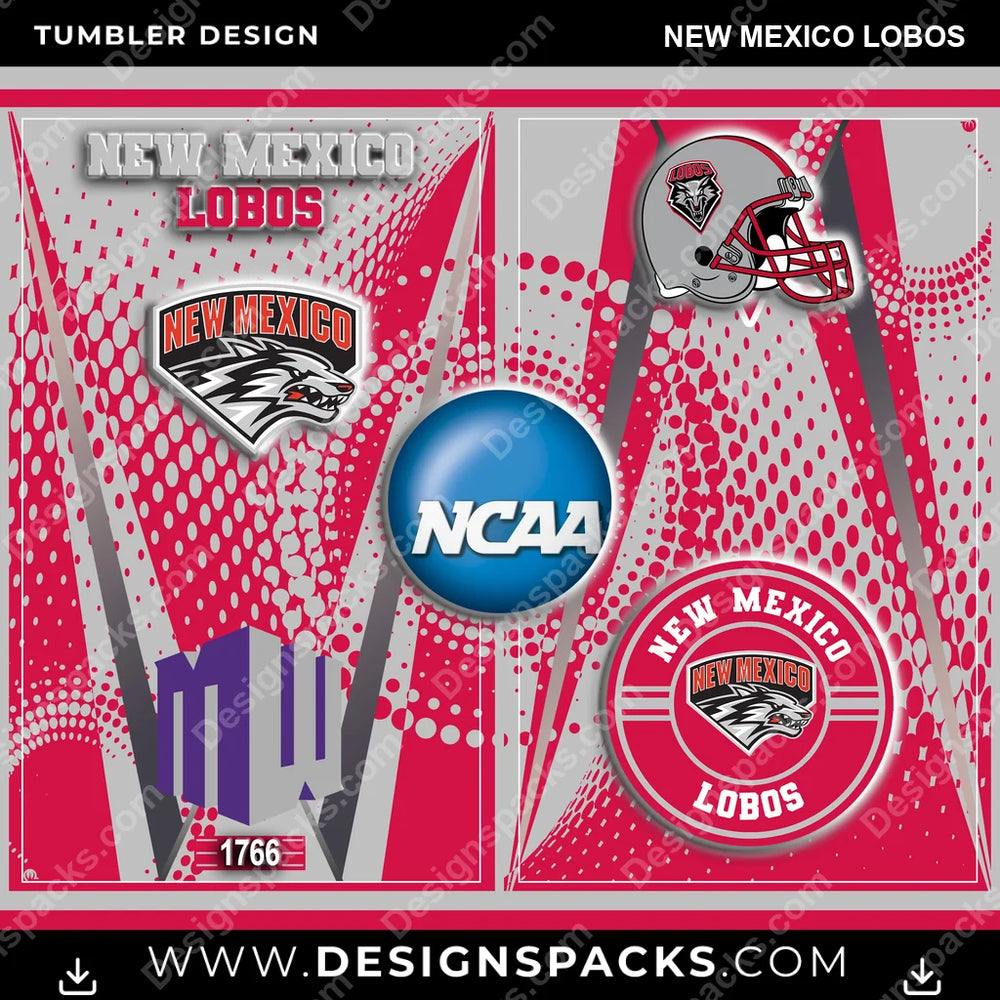 College Sport Team Logo New Mexico Lobos NCAA College Sport Tumbler Digital Wrap Design Download