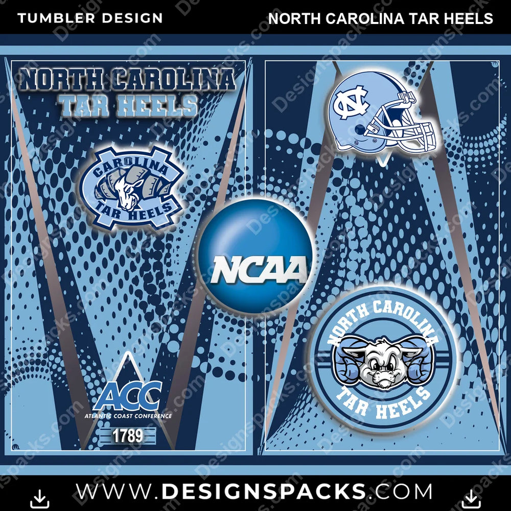 College Sport Team Logo North Carolina Tar Heels NCAA College Sport Tumbler Digital Wrap Design Download