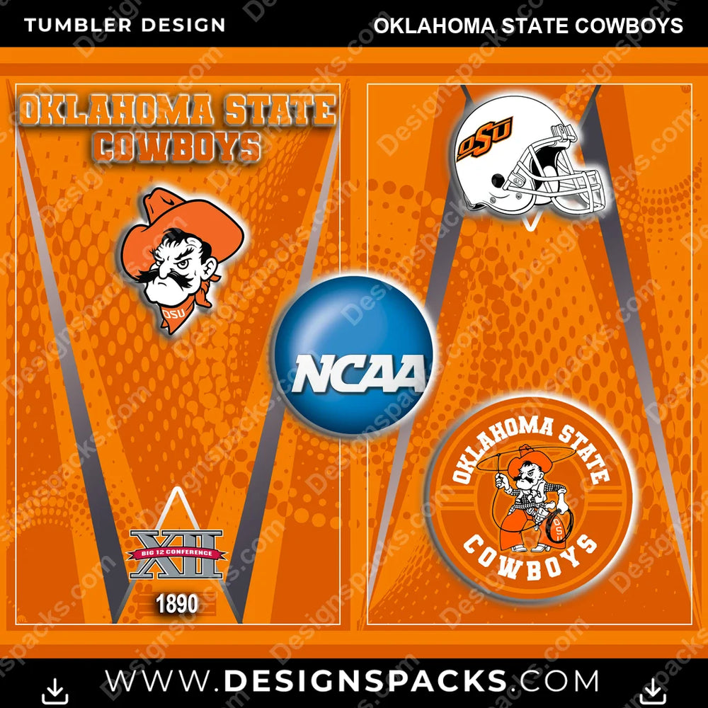 College Sport Team Logo Oklahoma State Cowboys NCAA College Sport Tumbler Digital Wrap Design Download