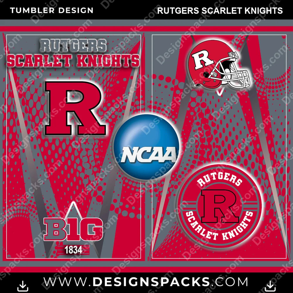 College Sport Team Logo Rutgers Scarlet Knights NCAA College Sport Tumbler Digital Wrap Design Download