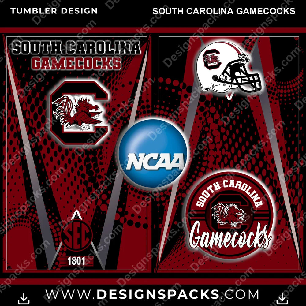 College Sport Team Logo South Carolina Gamecocks NCAA College Sport Tumbler Digital Wrap Design Download