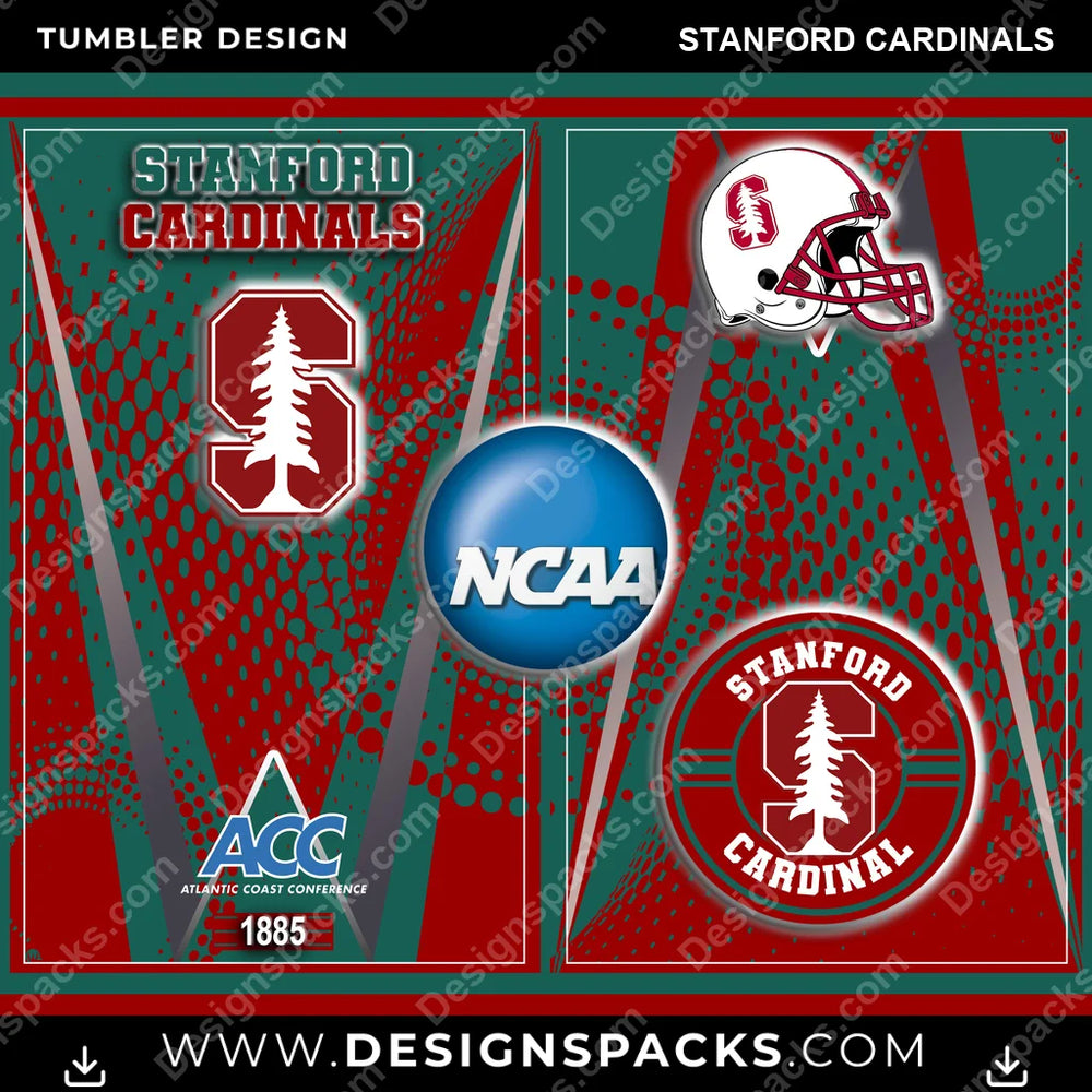 College Sport Team Logo Stanford Cardinals NCAA College Sport Tumbler Digital Wrap Design Download