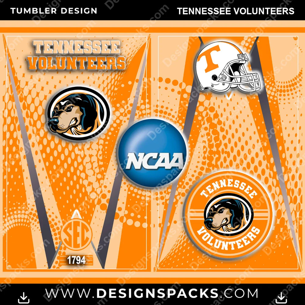College Sport Team Logo Tennessee Volunteers NCAA College Sport Tumbler Digital Wrap Design Download