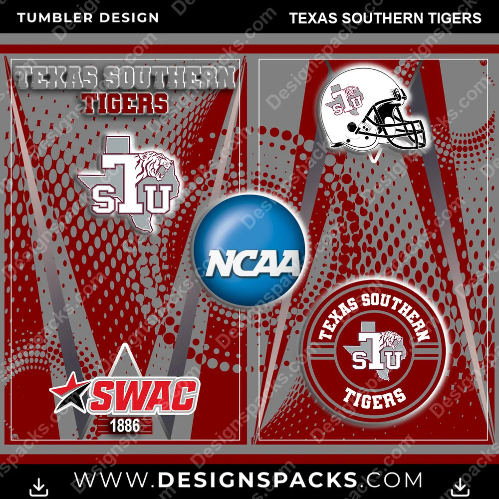 College Sport Team Logo Texas Southern Tigers NCAA College Sport Tumbler Digital Wrap Design Download