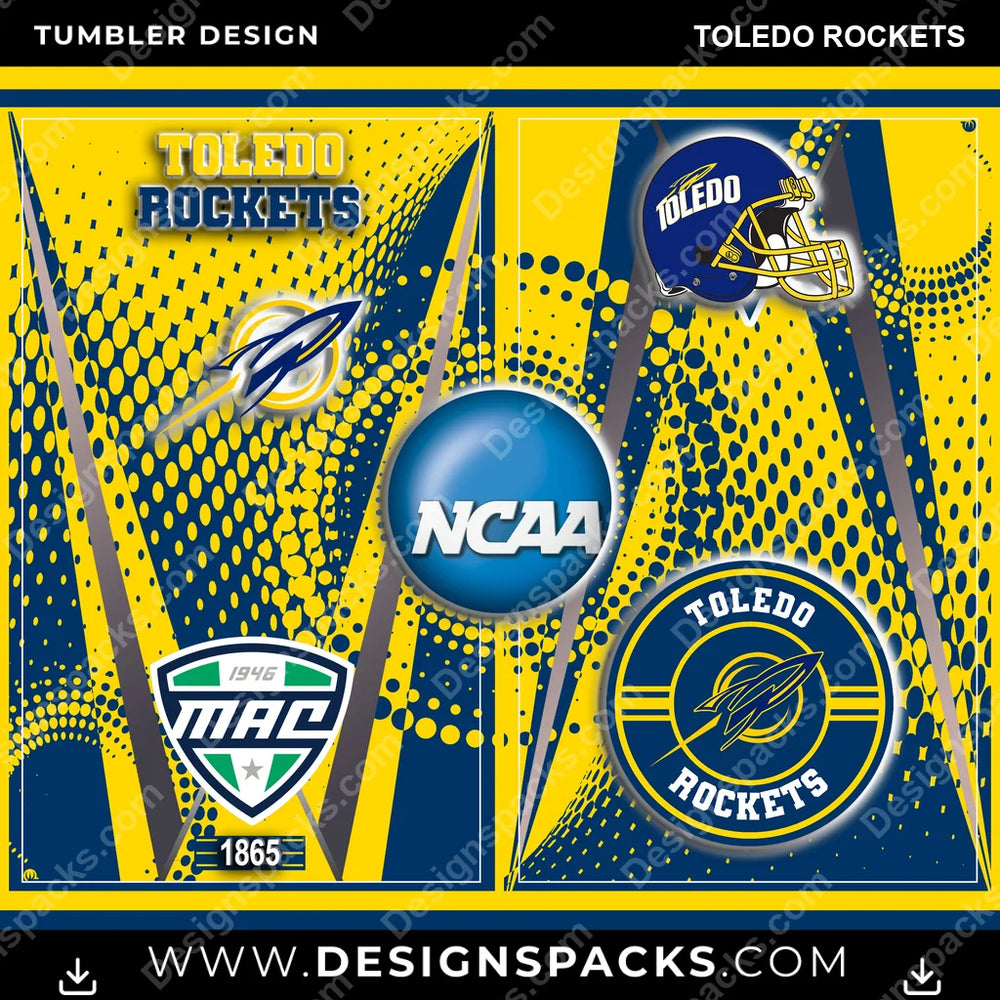 College Sport Team Logo Toledo Rockets NCAA College Sport Tumbler Digital Wrap Design Download