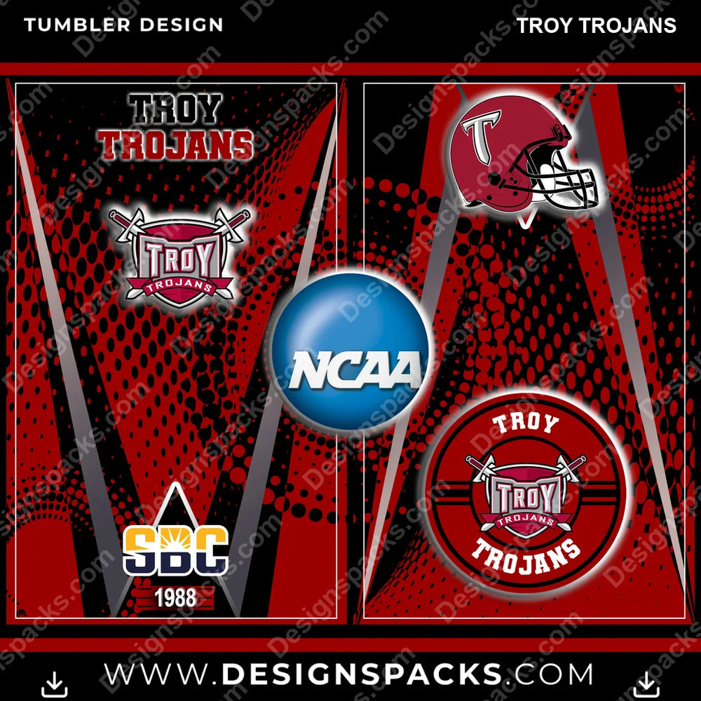 College Sport Team Logo Troy Trojans NCAA College Sport Tumbler Digital Wrap Design Download