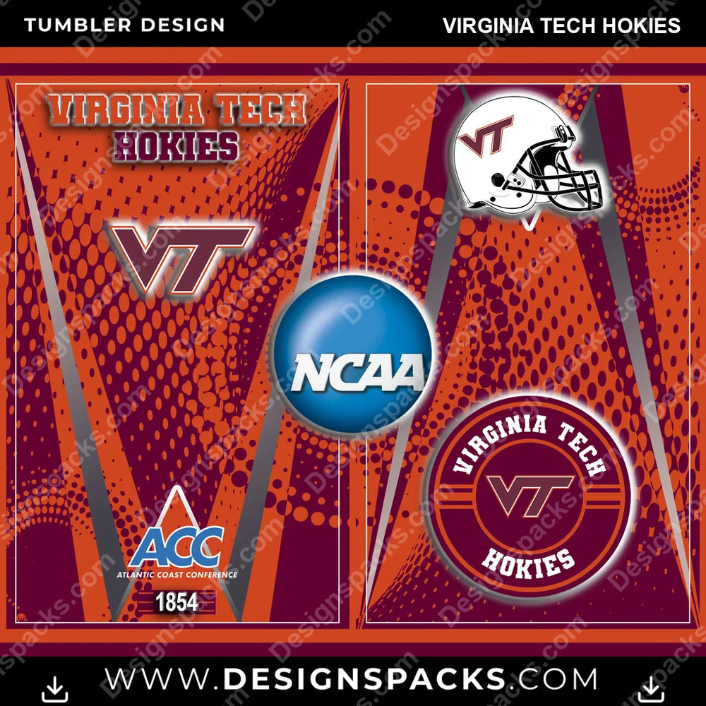 College Sport Team Logo Virginia Tech Hokies NCAA College Sport Tumbler Digital Wrap Design Download