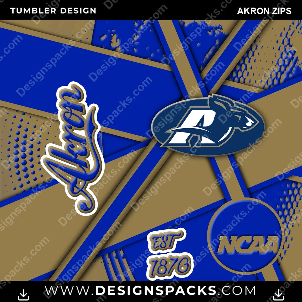 College Sport Team Sport Akron Zips NCAA College Sport Tumbler Digital Wrap Design Download
