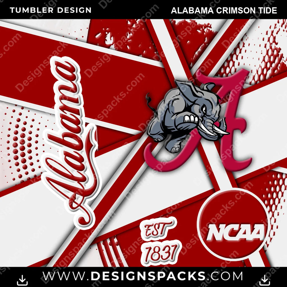 College Sport Team Sport Alabama Crimson Tide NCAA College Sport Tumbler Digital Wrap Design Download