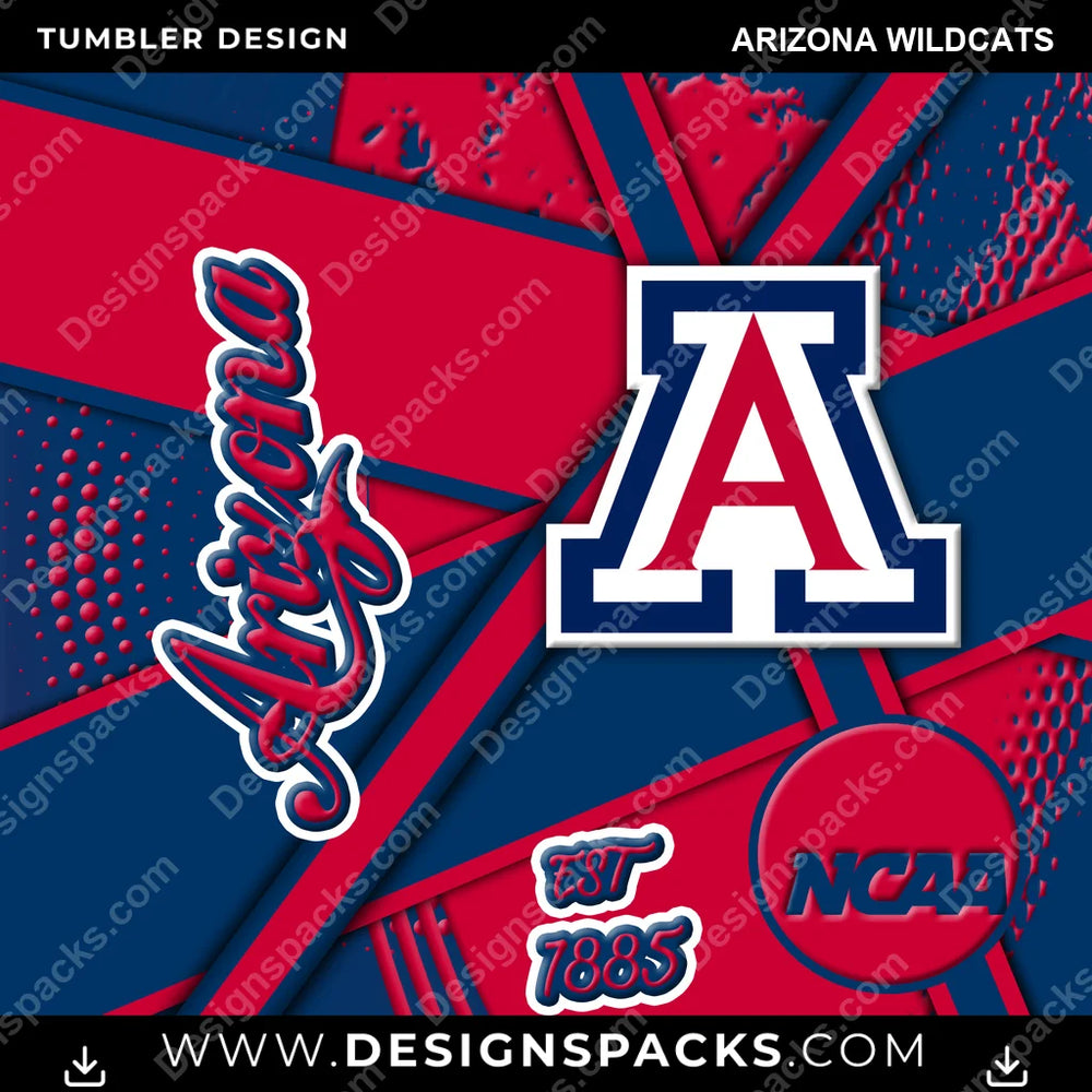 College Sport Team Sport Arizona Wildcats NCAA College Sport Tumbler Digital Wrap Design Download