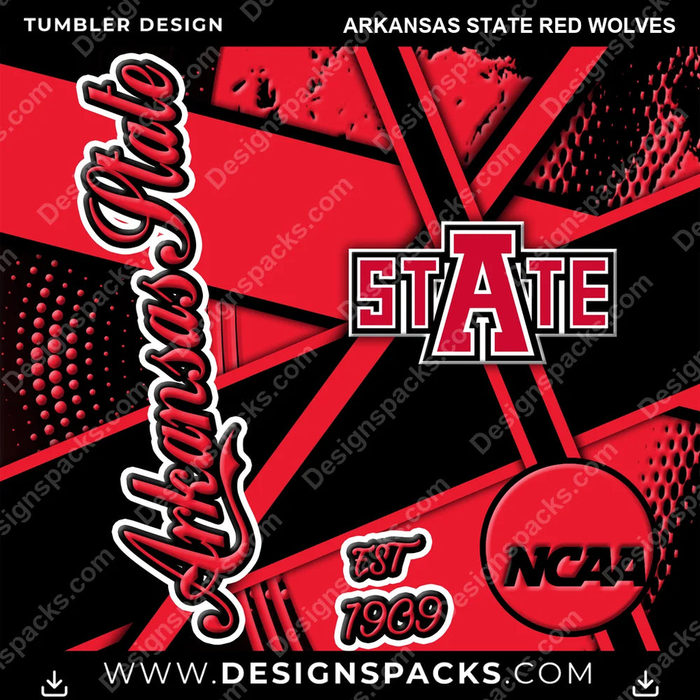 College Sport Team Sport Arkansas State Red Wolves NCAA College Sport Tumbler Digital Wrap Design Download