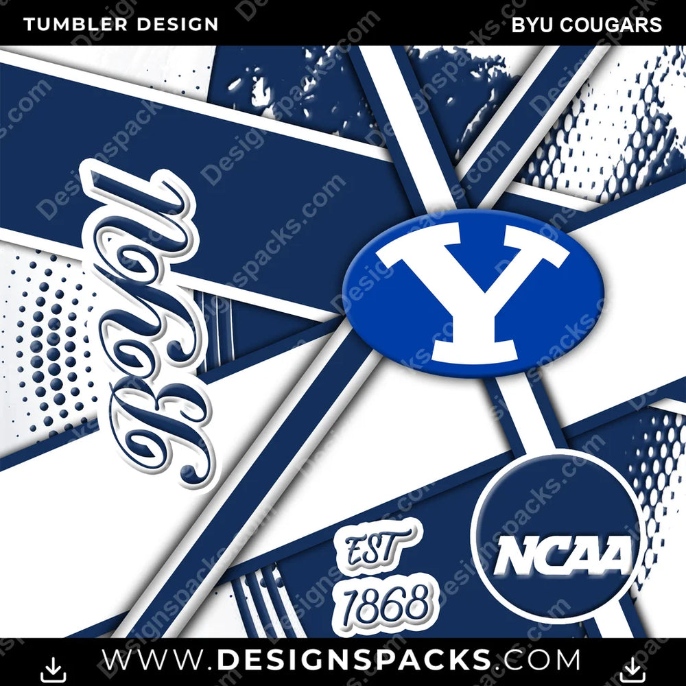 College Sport Team Sport BYU Cougars NCAA College Sport Tumbler Digital Wrap Design Download