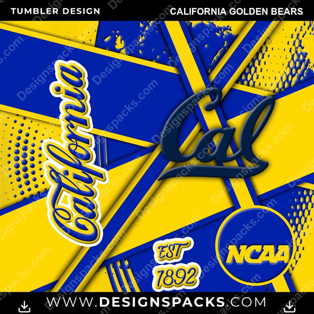College Sport Team Sport California Golden Bears NCAA College Sport Tumbler Digital Wrap Design Download