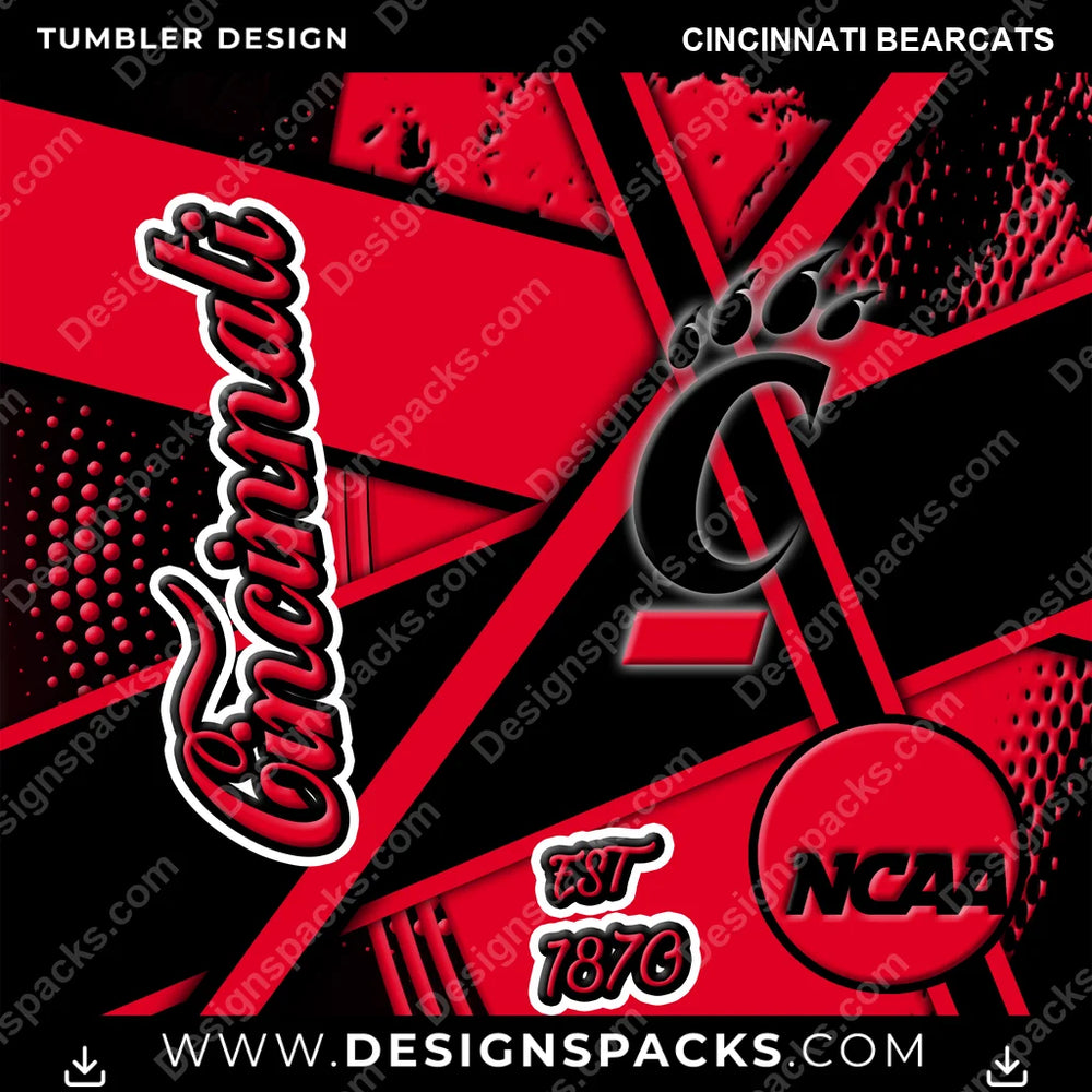 College Sport Team Sport Cincinnati Bearcats NCAA College Sport Tumbler Digital Wrap Design Download