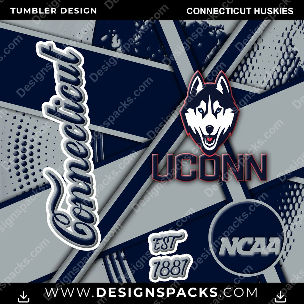 College Sport Team Sport Connecticut Huskies NCAA College Sport Tumbler Digital Wrap Design Download